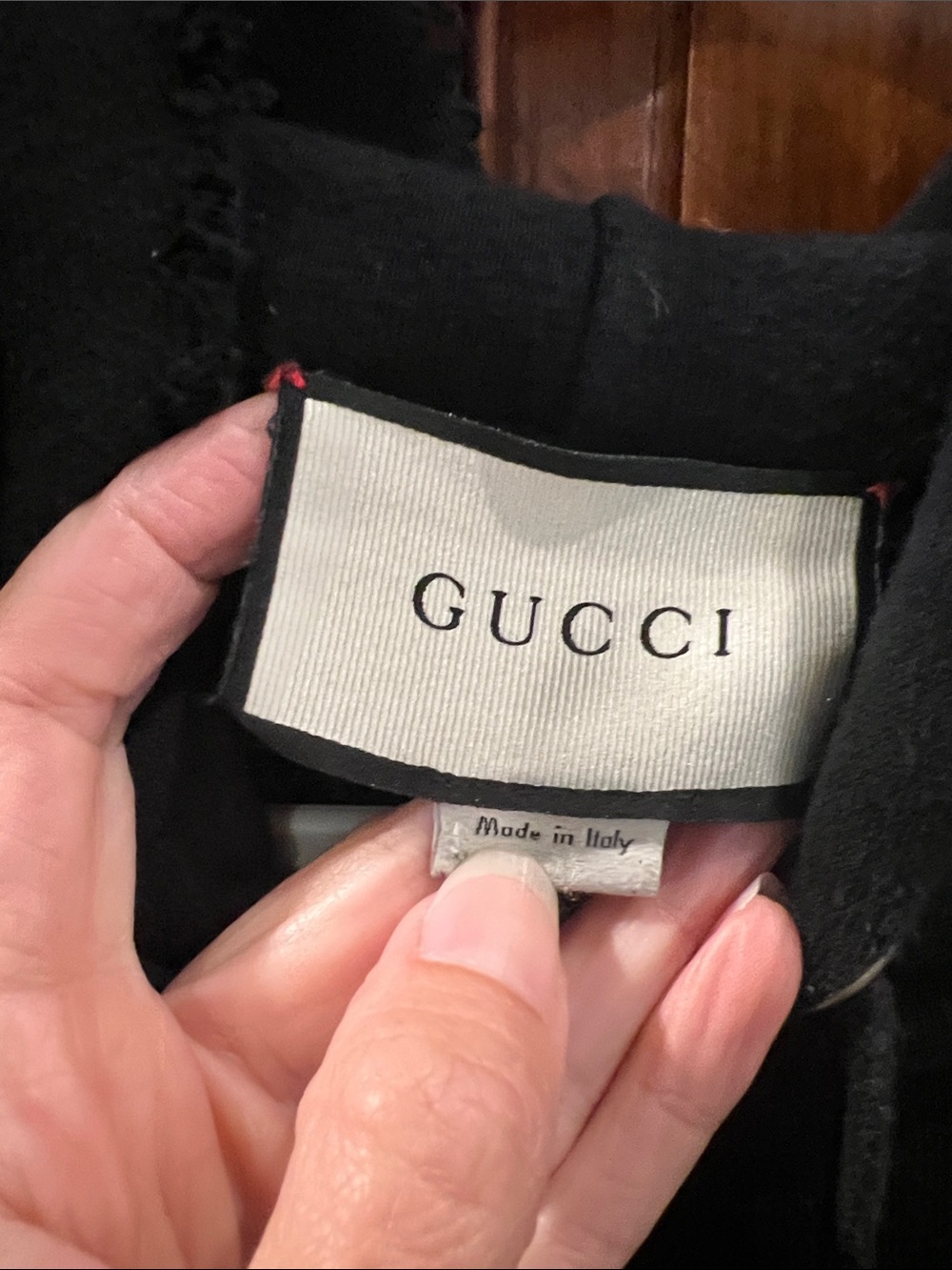 Gucci Black Hoodie with Green & Red Stripe and White Script - Picture 4 of 15